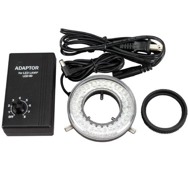 Amscope 60-LED Microscope Ring Light Illuminator w Adapter and Control Box LED-60
